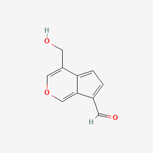 molecular formula C10H8O3 B13794706 Cyclopenta(c)pyran-7-carboxaldehyde, 4-(hydroxymethyl)- CAS No. 71013-42-8