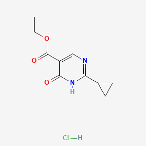 molecular formula C10H13ClN2O3 B1379476 Ethyl 2-cyclopropyl-4-oxo-1,4-dihydropyrimidine-5-carboxylate hydrochloride CAS No. 1797949-27-9