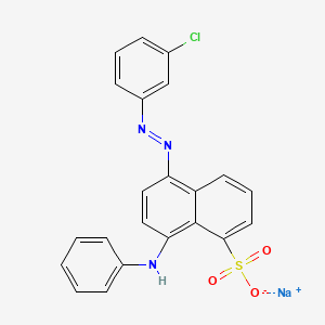 molecular formula C22H15ClN3NaO3S B13794794 1-Naphthalenesulfonic acid, 5-((3-chlorophenyl)azo)-8-(phenylamino)-, sodium salt CAS No. 67875-11-0