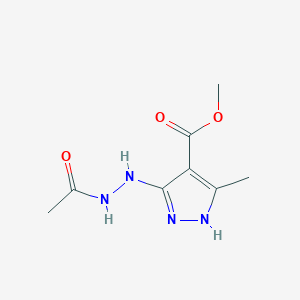 molecular formula C8H12N4O3 B13794867 Methyl 5-(2-acetylhydrazinyl)-3-methyl-1H-pyrazole-4-carboxylate 