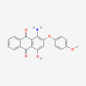 molecular formula C21H15NO5 B13794934 9,10-Anthracenedione, 1-amino-4-hydroxy-2-(4-methoxyphenoxy)- CAS No. 54243-60-6