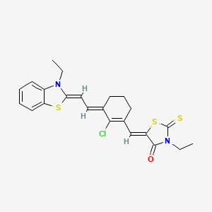molecular formula C23H23ClN2OS3 B13794992 (5Z)-5-[[(3E)-2-chloro-3-[(2Z)-2-(3-ethyl-1,3-benzothiazol-2-ylidene)ethylidene]cyclohexen-1-yl]methylidene]-3-ethyl-2-sulfanylidene-1,3-thiazolidin-4-one 