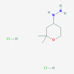 (2,2-Dimethyloxan-4-yl)hydrazine dihydrochloride