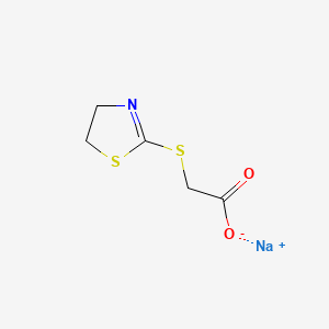molecular formula C5H6NNaO2S2 B13795164 Acetic acid, ((4,5-dihydro-2-thiazolyl)thio)-, sodium salt CAS No. 68797-48-8