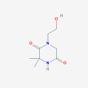 molecular formula C8H14N2O3 B137952 1-(2-Hydroxyethyl)-3,3-dimethylpiperazine-2,5-dione CAS No. 143411-86-3