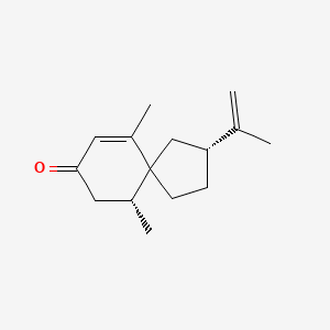 molecular formula C15H22O B13795229 (2R,6r)-6,10-dimethyl-2-prop-1-en-2-yl-spiro[4.5]dec-9-en-8-one 