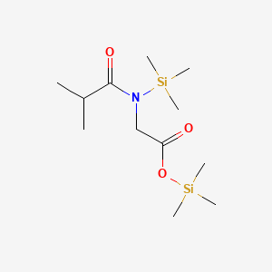 molecular formula C12H27NO3Si2 B13795274 Glycine, N-(2-methyl-1-oxopropyl)-N-(trimethylsilyl)-, trimethylsilyl ester 