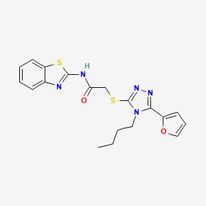 molecular formula C19H19N5O2S2 B13795339 Acetamide,N-2-benzothiazolyl-2-[[4-butyl-5-(furan-2-YL)-4H-1,2,4-triazol-3-YL]thio]- 
