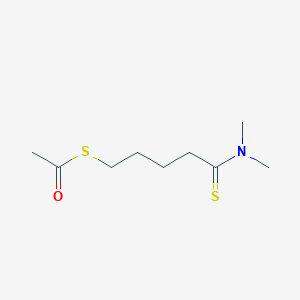 molecular formula C9H17NOS2 B13795404 S-[5-(Dimethylamino)-5-sulfanylidenepentyl] ethanethioate CAS No. 63881-65-2