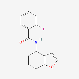 molecular formula C15H14FNO2 B13795466 2-fluoro-N-(4,5,6,7-tetrahydro-1-benzofuran-4-yl)benzamide CAS No. 620941-94-8