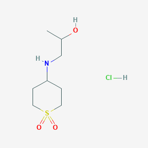 molecular formula C8H18ClNO3S B1379557 4-[(2-Hydroxypropyl)amino]-1lambda6-thiane-1,1-dione hydrochloride CAS No. 1797268-23-5