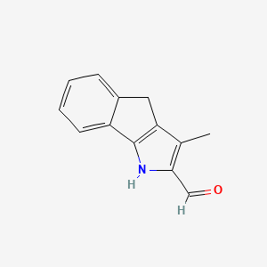 molecular formula C13H11NO B13795612 Indeno[1,2-b]pyrrole-2-carboxaldehyde, 1,4-dihydro-3-methyl- 