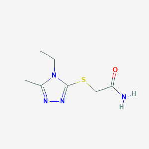 molecular formula C7H12N4OS B13795656 Acetamide,2-[(4-ethyl-5-methyl-4H-1,2,4-triazol-3-YL)thio]- 