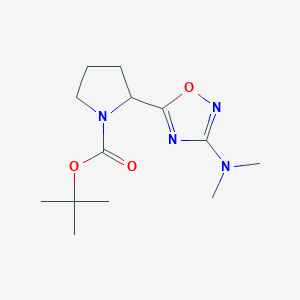 molecular formula C13H22N4O3 B1379582 Tert-butyl 2-[3-(dimethylamino)-1,2,4-oxadiazol-5-yl]pyrrolidine-1-carboxylate CAS No. 1803610-60-7