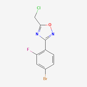 molecular formula C9H5BrClFN2O B1379589 3-(4-溴-2-氟苯基)-5-(氯甲基)-1,2,4-噁二唑 CAS No. 1791431-60-1