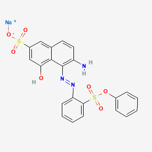 molecular formula C22H16N3NaO7S2 B13795894 2-Naphthalenesulfonic acid, 6-amino-4-hydroxy-5-((2-(phenoxysulfonyl)phenyl)azo)-, monosodium salt CAS No. 70209-95-9