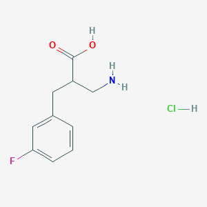 molecular formula C10H13ClFNO2 B1379598 3-Amino-2-[(3-fluorophenyl)methyl]propanoic acid hydrochloride CAS No. 1803606-03-2