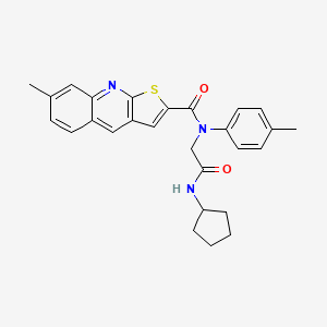 molecular formula C27H27N3O2S B13796053 N-[2-(cyclopentylamino)-2-oxoethyl]-7-methyl-N-(4-methylphenyl)thieno[2,3-b]quinoline-2-carboxamide 