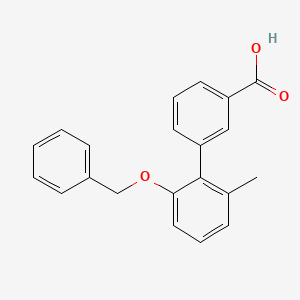 molecular formula C21H18O3 B1379608 2-Benzyloxy-6-methylbiphenyl-3'-carboxylic acid CAS No. 1420800-42-5