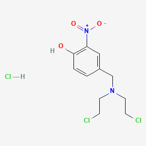 molecular formula C11H15Cl3N2O3 B13796080 Phenol, 4-((bis(2-chloroethyl)amino)methyl)-2-nitro-, hydrochloride CAS No. 77905-50-1
