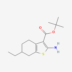 molecular formula C15H23NO2S B1379611 Tert-butyl 2-amino-6-ethyl-4,5,6,7-tetrahydro-1-benzothiophene-3-carboxylate CAS No. 1546454-23-2