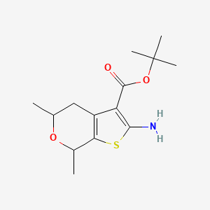 molecular formula C14H21NO3S B1379615 tert-butyl 2-amino-5,7-dimethyl-4H,5H,7H-thieno[2,3-c]pyran-3-carboxylate CAS No. 1557220-99-1