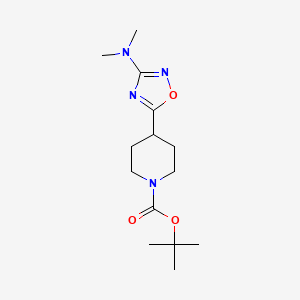 molecular formula C14H24N4O3 B1379622 Tert-butyl 4-[3-(dimethylamino)-1,2,4-oxadiazol-5-yl]piperidine-1-carboxylate CAS No. 1803580-77-9