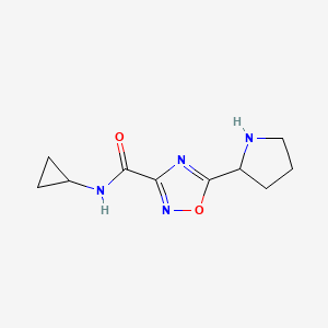 molecular formula C10H14N4O2 B1379627 N-cyclopropyl-5-(pyrrolidin-2-yl)-1,2,4-oxadiazole-3-carboxamide CAS No. 1594751-17-3
