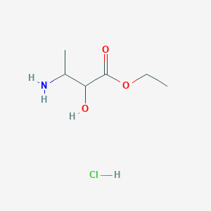 molecular formula C6H14ClNO3 B1379630 Ethyl 3-amino-2-hydroxybutanoate hydrochloride CAS No. 1803586-68-6