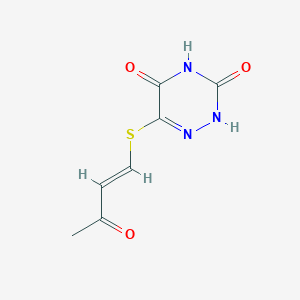 molecular formula C7H7N3O3S B13796330 6-(3-oxobut-1-enylsulfanyl)-2H-1,2,4-triazine-3,5-dione CAS No. 80037-01-0