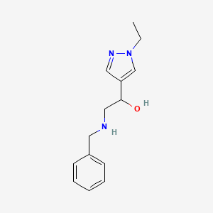 molecular formula C14H19N3O B1379642 2-(苄氨基)-1-(1-乙基-1H-吡唑-4-基)乙醇 CAS No. 1798698-87-9