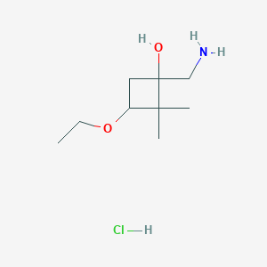 molecular formula C9H20ClNO2 B1379644 1-(Aminomethyl)-3-ethoxy-2,2-dimethylcyclobutan-1-ol hydrochloride CAS No. 1786251-55-5