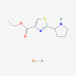 molecular formula C10H15BrN2O2S B1379646 Ethyl 2-(pyrrolidin-2-yl)-1,3-thiazole-4-carboxylate hydrobromide CAS No. 1798725-69-5