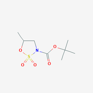 molecular formula C8H15NO5S B1379647 Tert-butyl 5-methyl-2,2-dioxo-1,2lambda6,3-oxathiazolidine-3-carboxylate CAS No. 1365481-13-5