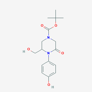 molecular formula C16H22N2O5 B13796486 tert-butyl 3-(hydroxymethyl)-4-(4-hydroxyphenyl)-5-oxopiperazine-1-carboxylate CAS No. 889939-07-5