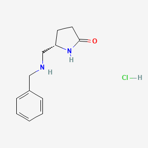 molecular formula C12H17ClN2O B1379650 (5S)-5-[(Benzylamino)methyl]-2-pyrrolidinone hydrochloride CAS No. 1214741-24-8