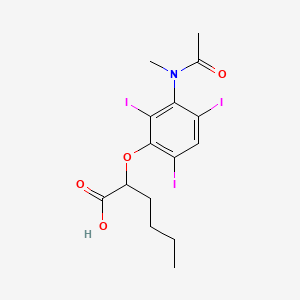 molecular formula C15H18I3NO4 B13796532 2-(3-(N-Methylacetamido)-2,4,6-triiodophenoxy)hexanoic acid CAS No. 24340-19-0
