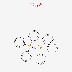 molecular formula C38H33NO2P2 B13796572 Triphenyl-N-(triphenyl-lambda~5~-phosphanylidene)-lambda~5~-phosphaniminium acetate CAS No. 59386-06-0