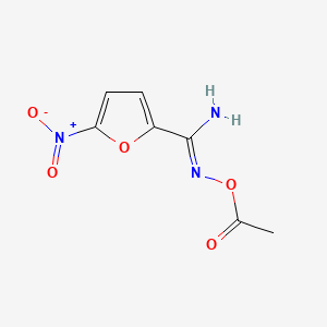 molecular formula C7H7N3O5 B13796614 N-Acetoxy-5-nitro-2-furancarboximidamide CAS No. 63-69-4