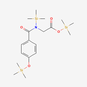 molecular formula C18H33NO4Si3 B13796622 Trimethylsilyl ((trimethylsilyl)(4-[(trimethylsilyl)oxy]benzoyl)amino)acetate 