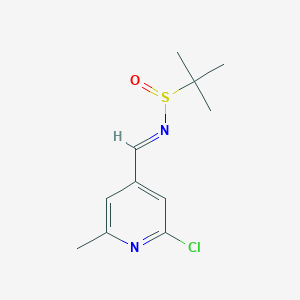 molecular formula C11H15ClN2OS B1379665 N-[(2-chloro-6-methylpyridin-4-yl)methylidene]-2-methylpropane-2-sulfinamide CAS No. 1807939-20-3