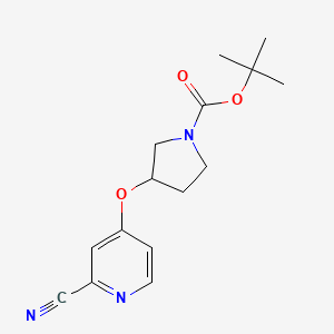 molecular formula C15H19N3O3 B1379666 Tert-butyl 3-[(2-cyanopyridin-4-yl)oxy]pyrrolidine-1-carboxylate CAS No. 1803591-76-5