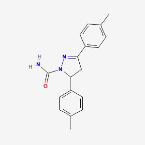 molecular formula C18H19N3O B13796664 3,5-Dip-tolyl-4,5-dihydro-1H-pyrazole-1-carboxamide 