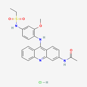 molecular formula C24H25ClN4O4S B13796759 Ethanesulfonanilide, 4'-(3-acetamido-9-acridinylamino)-3'-methoxy-, hydrochloride CAS No. 71802-77-2