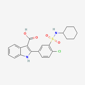 molecular formula C21H21ClN2O4S B13796821 2-(4-chloro-3-cyclohexylsulfamoyl-phenyl)-1H-indole-3-carboxylic acid CAS No. 903595-80-2