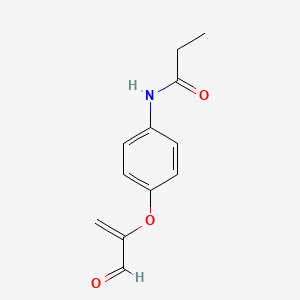 molecular formula C12H13NO3 B13796848 Propanamide, N-[4-[(1-formylethenyl)oxy]phenyl]- 