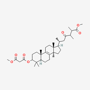 molecular formula C36H56O7 B13796880 Lanost-8-en-26-oic acid, 3-(3-methoxy-1,3-dioxopropoxy)-24-methyl-23-oxo-, methyl ester CAS No. 55516-72-8