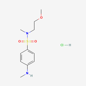 molecular formula C11H19ClN2O3S B1379690 N-(2-methoxyethyl)-N-methyl-4-(methylamino)benzene-1-sulfonamide hydrochloride CAS No. 1803605-32-4