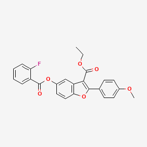 molecular formula C25H19FO6 B13796950 3-Benzofurancarboxylicacid,5-[(2-fluorobenzoyl)oxy]-2-(4-methoxyphenyl)-,ethylester(9CI) 