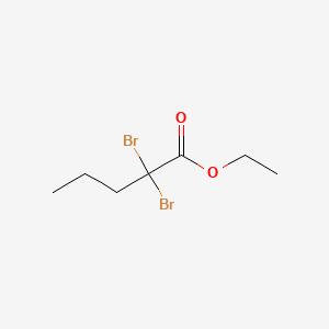molecular formula C7H12Br2O2 B13796983 Valeric acid, 2,2-dibromo-, ethyl ester CAS No. 63979-44-2